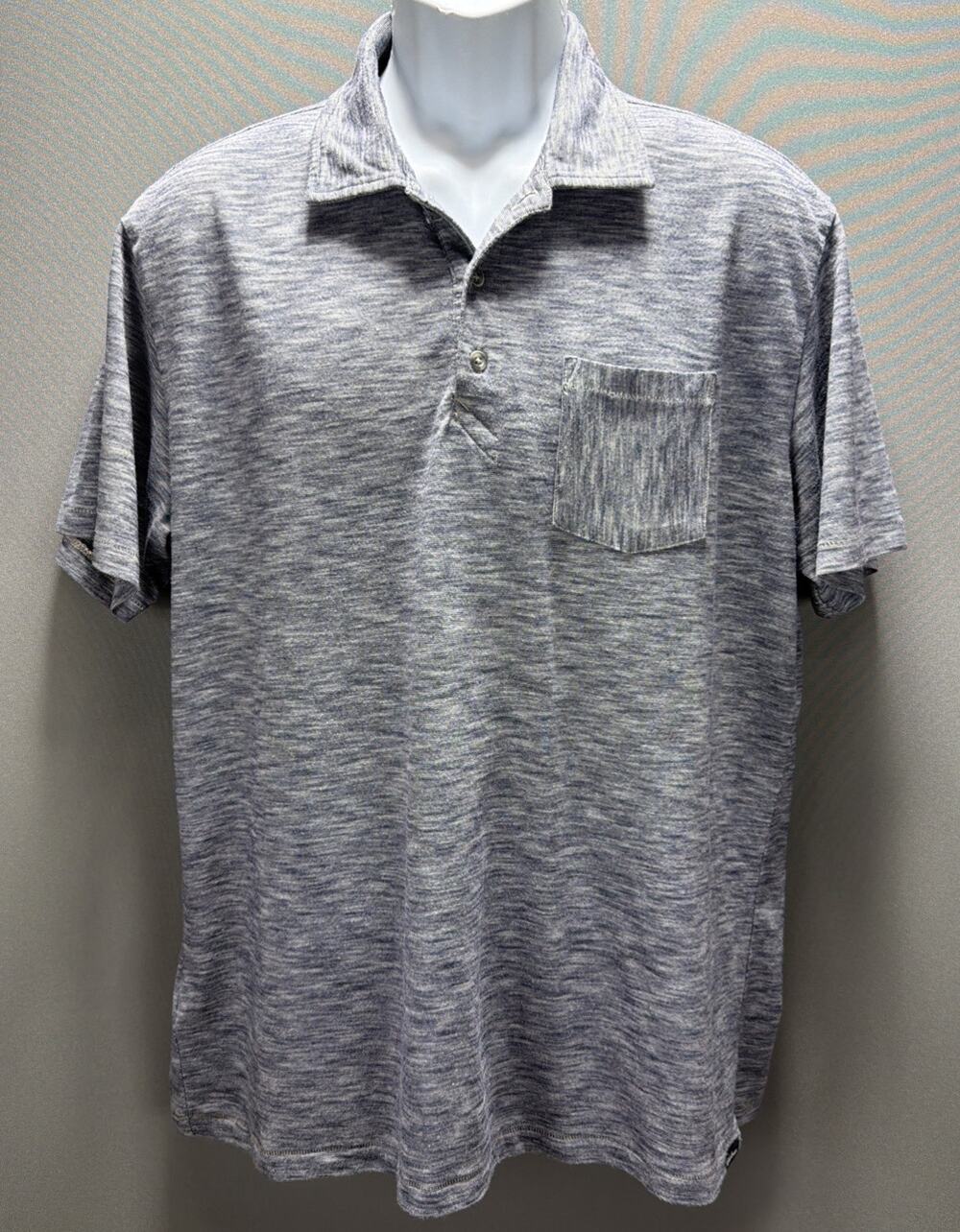 Eddie Bauer Outdoor Polo Shirt Mens L Space Dye Golf Outdoors Casual Blue Gray